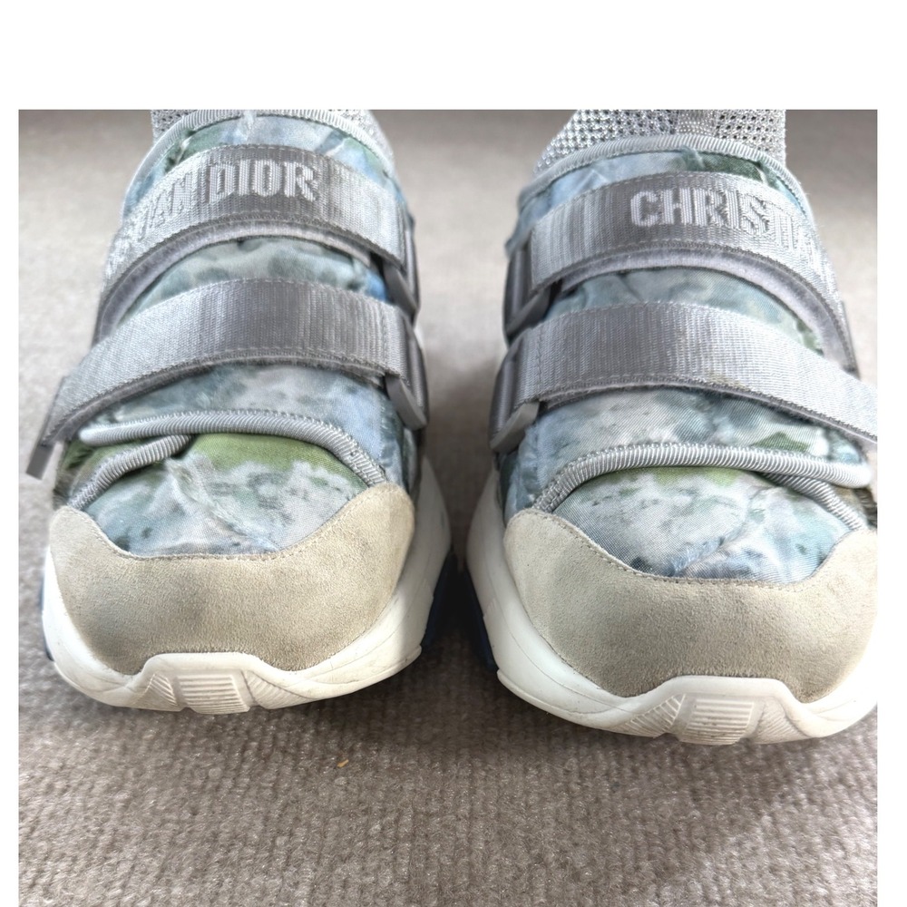 Christian Dior D-Connect Tie Dye Quilted Sneakers Grey Blue Women 11/Mens 8.5 - Picture 10 of 11